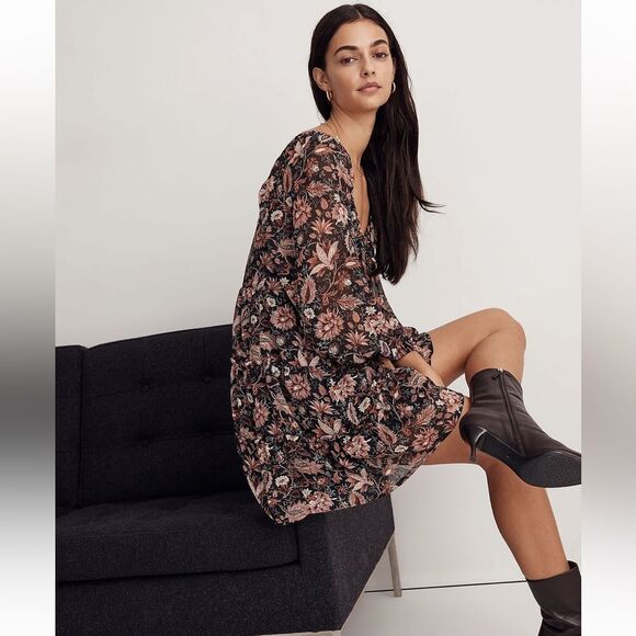 Madewell NWT Amalia Tiered Mini Dress Size 2 in Pampas Blooms - Picture 2 of 7